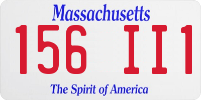 MA license plate 156II1