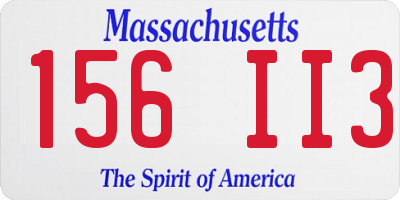 MA license plate 156II3