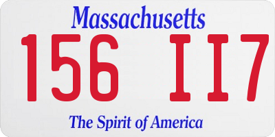 MA license plate 156II7
