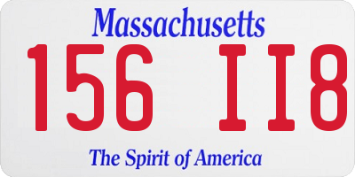 MA license plate 156II8
