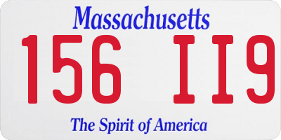 MA license plate 156II9