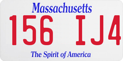 MA license plate 156IJ4