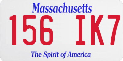 MA license plate 156IK7