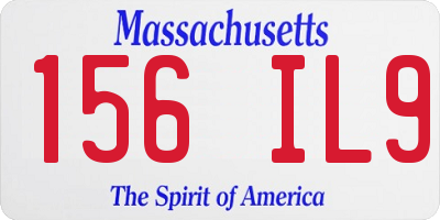 MA license plate 156IL9