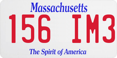 MA license plate 156IM3