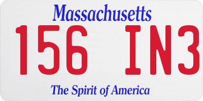 MA license plate 156IN3