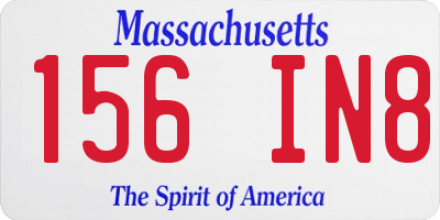 MA license plate 156IN8