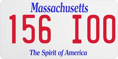 MA license plate 156IO0