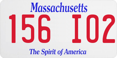 MA license plate 156IO2