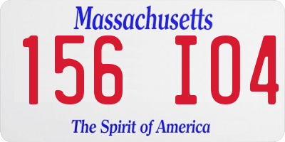 MA license plate 156IO4