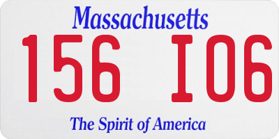 MA license plate 156IO6