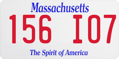 MA license plate 156IO7