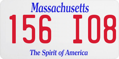 MA license plate 156IO8