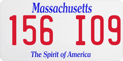 MA license plate 156IO9