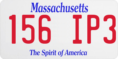 MA license plate 156IP3