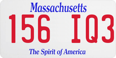 MA license plate 156IQ3