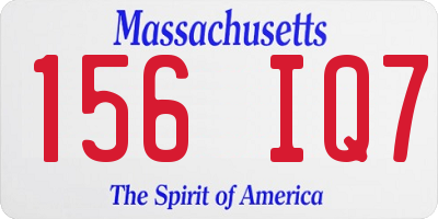 MA license plate 156IQ7