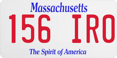 MA license plate 156IR0