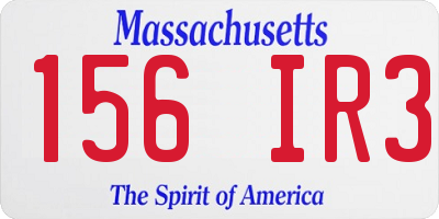 MA license plate 156IR3