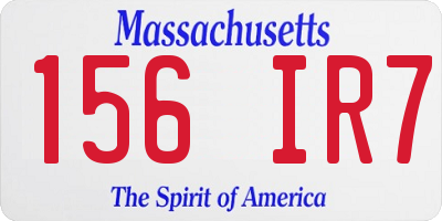 MA license plate 156IR7