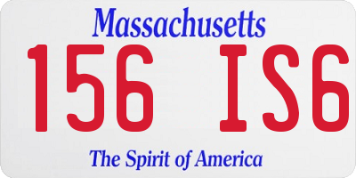 MA license plate 156IS6