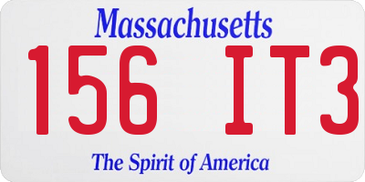 MA license plate 156IT3