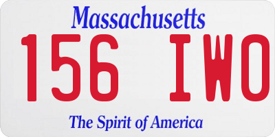 MA license plate 156IW0