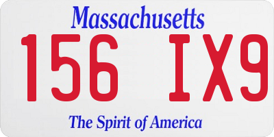 MA license plate 156IX9