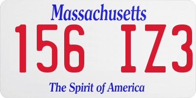 MA license plate 156IZ3