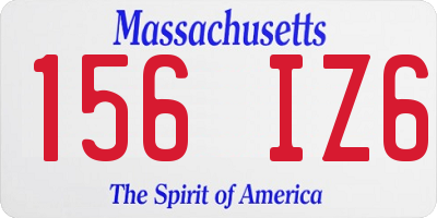 MA license plate 156IZ6