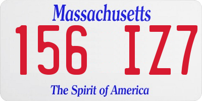 MA license plate 156IZ7