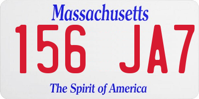 MA license plate 156JA7