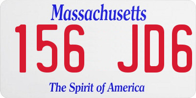 MA license plate 156JD6
