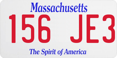 MA license plate 156JE3