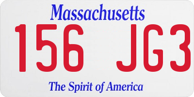 MA license plate 156JG3
