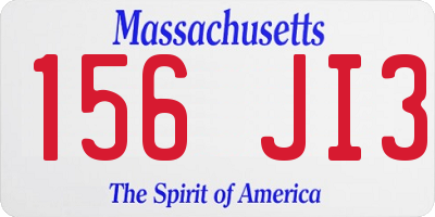 MA license plate 156JI3