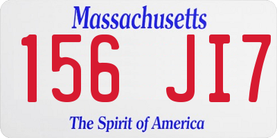 MA license plate 156JI7