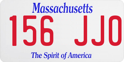 MA license plate 156JJ0
