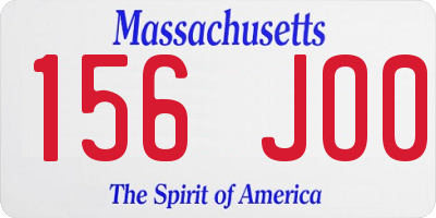 MA license plate 156JO0