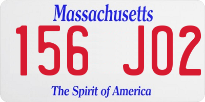 MA license plate 156JO2