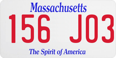 MA license plate 156JO3