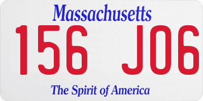 MA license plate 156JO6