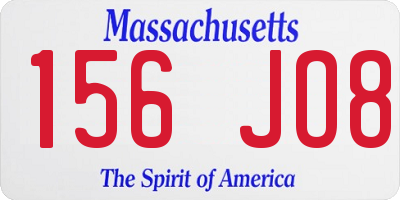 MA license plate 156JO8