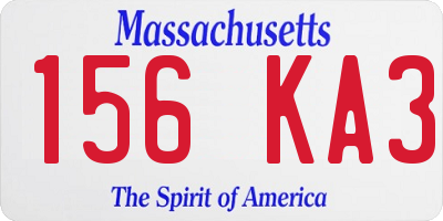 MA license plate 156KA3