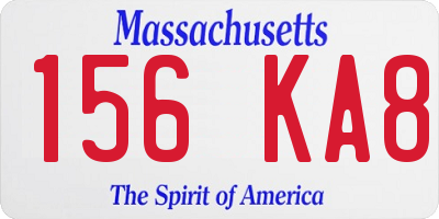 MA license plate 156KA8