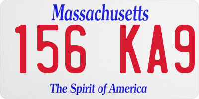 MA license plate 156KA9