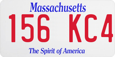 MA license plate 156KC4