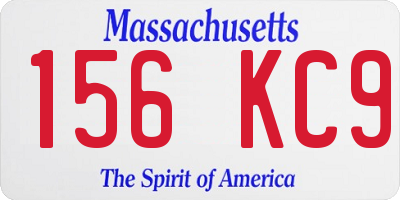 MA license plate 156KC9