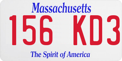 MA license plate 156KD3