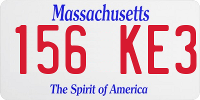 MA license plate 156KE3